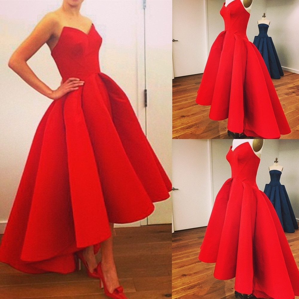 Red Asymmetrical Ball Gown Sweethear Neckline Hilo Prom Dress Wedding